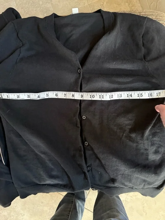 J Crew factory Classic Black Button-Up Cardigan Sz L - Picture 7 of 9